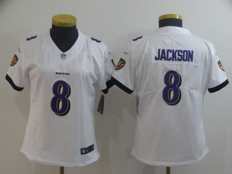 Women Baltimore Ravens 8 Jackson White Nike Vapor Untouchable Limited Player NFL Jerseys